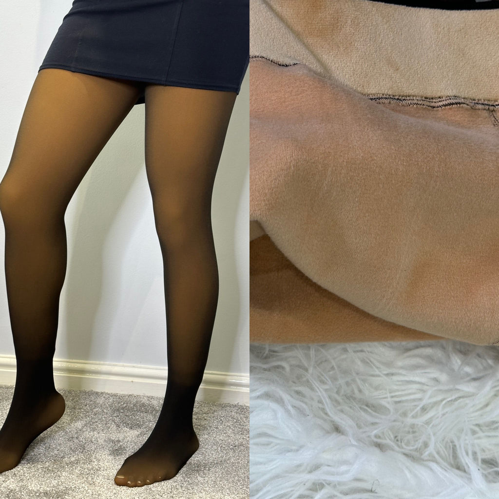 Honey Shade 300g Thermal Fleece-Lined Tights for Winter – Blackgirlzfriendly